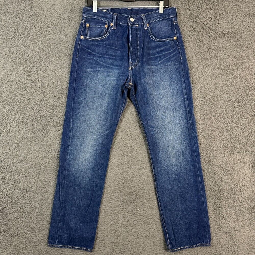Levis 501 Lot 93 Jeans Mens 32x32 Blue Straight Fit Dark Wash Premium Denim